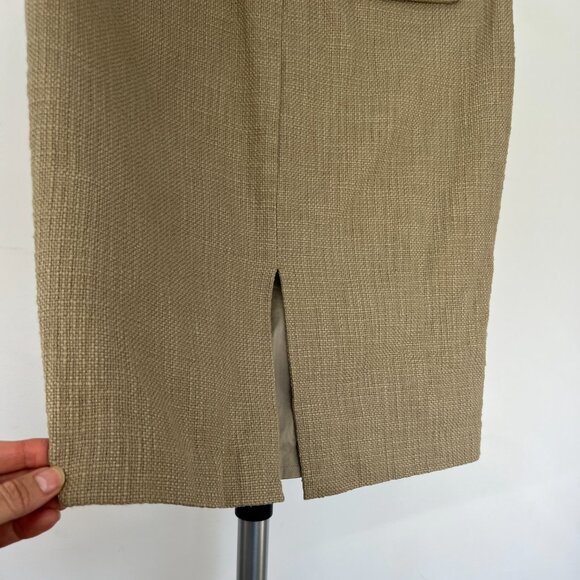 Sz‎ 4- Club Monaco Cotton Tweed Tan Lined  Metal Stud Embellishment Pencil Skirt - Picture 9 of 15